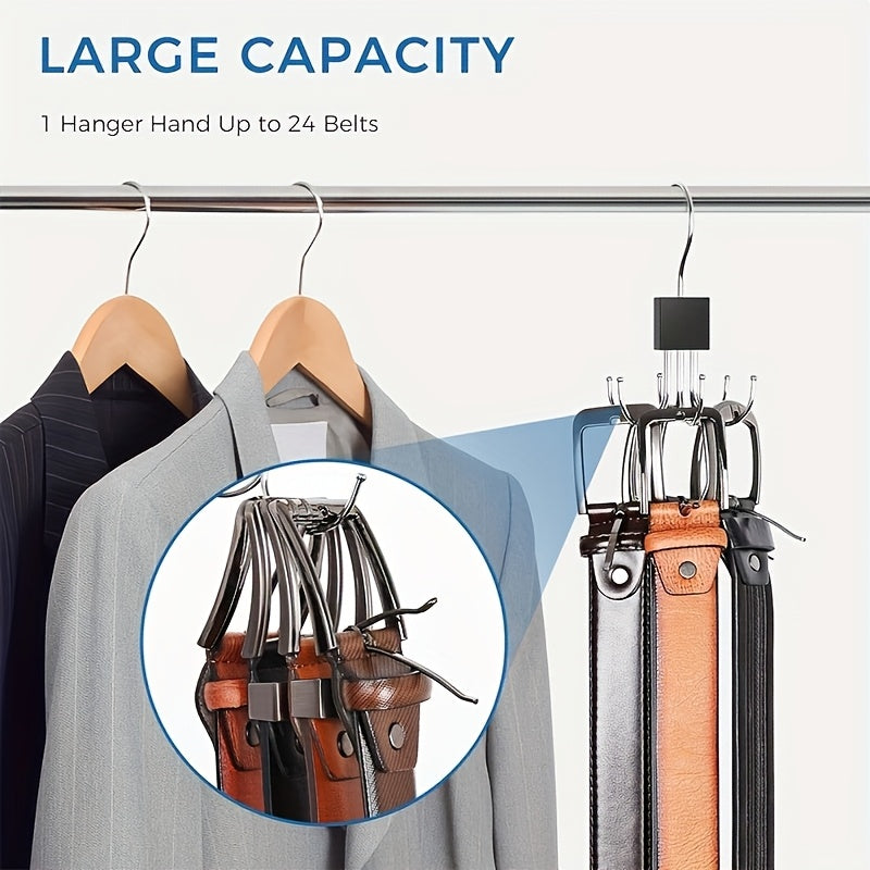 Multi-Functional Rotating 6-Prong Hook for Coats, Hats, Scarves, and Wardrobe Organization - Door Hanger - Bag Organizer Hook - Polished Wood Finish