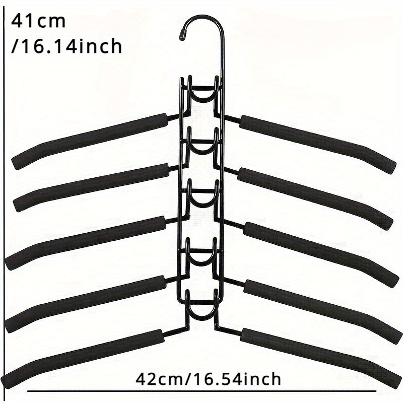 Space-Saving 5-in-1 Multi-Layer Clothes Hanger with Detachable Pants Rack and Anti-Slip Sponge - Durable Metal Organizer for T-Shirts, Jeans & More