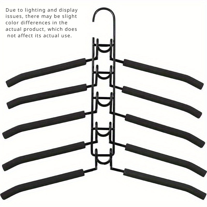 Space-Saving 5-in-1 Multi-Layer Clothes Hanger with Detachable Pants Rack and Anti-Slip Sponge - Durable Metal Organizer for T-Shirts, Jeans & More