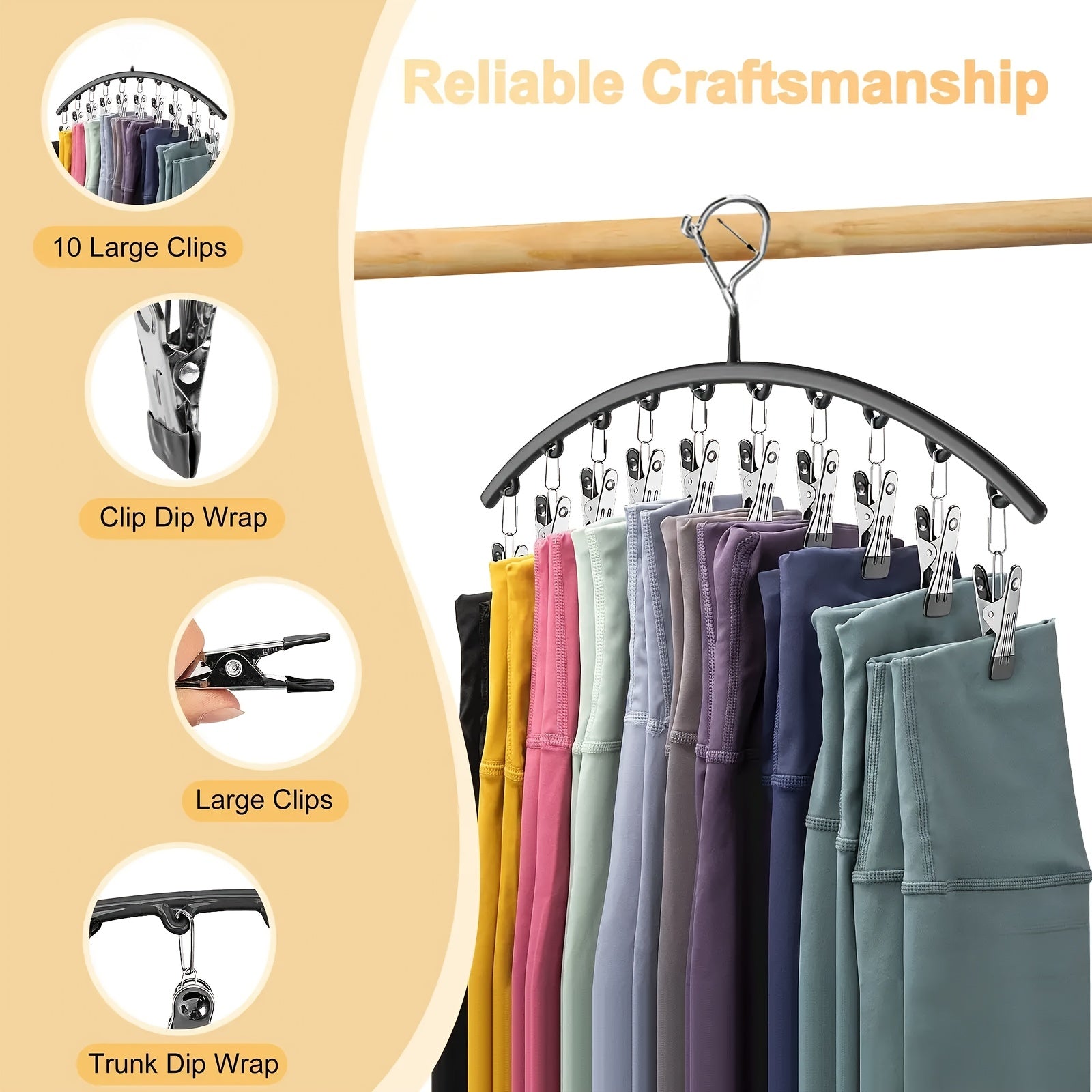 4pcs/2pcs/1pc, Space-saving Curved Hangers, Suitable For Yoga Pants And Leggings - Comes With 10 Closet Organizing Clips, Ideal For Pants And Socks Display In Clothing Stores