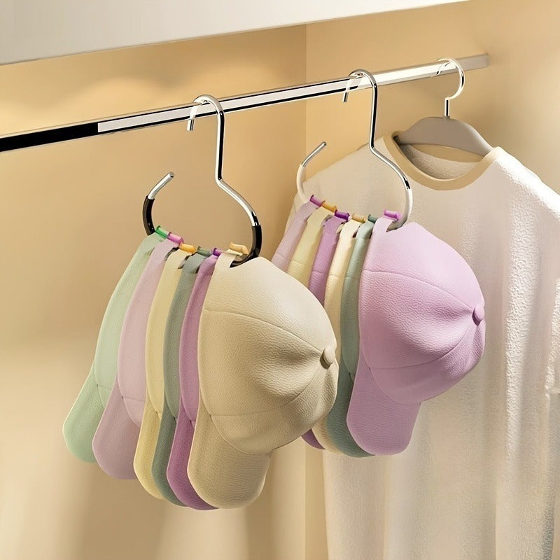 [Magic Hanger | No-Mark] 8-Hat Capacity Magic Hanger | No-Mark Adhesive, Space-Saving Organizer for Baseball Caps, Dorm, Closet & Home | Durable Plastic, Multi-Functional, Sleek Design, No-Drill Installation, Sturdy Construction