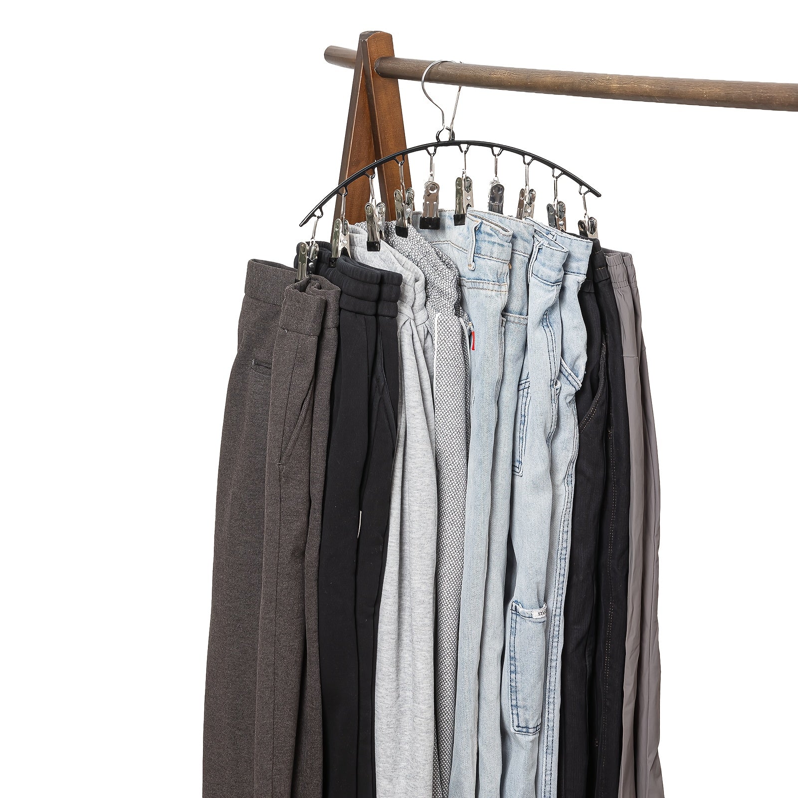 4pcs/2pcs/1pc, Space-saving Curved Hangers, Suitable For Yoga Pants And Leggings - Comes With 10 Closet Organizing Clips, Ideal For Pants And Socks Display In Clothing Stores