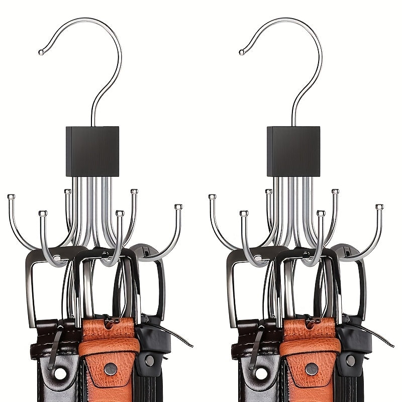 Multi-Functional Rotating 6-Prong Hook for Coats, Hats, Scarves, and Wardrobe Organization - Door Hanger - Bag Organizer Hook - Polished Wood Finish