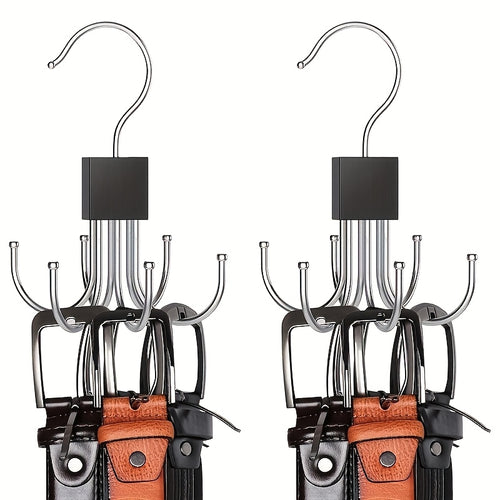 Multi-Functional Rotating 6-Prong Hook for Coats, Hats, Scarves, and Wardrobe Organization - Door Hanger - Bag Organizer Hook - Polished Wood Finish
