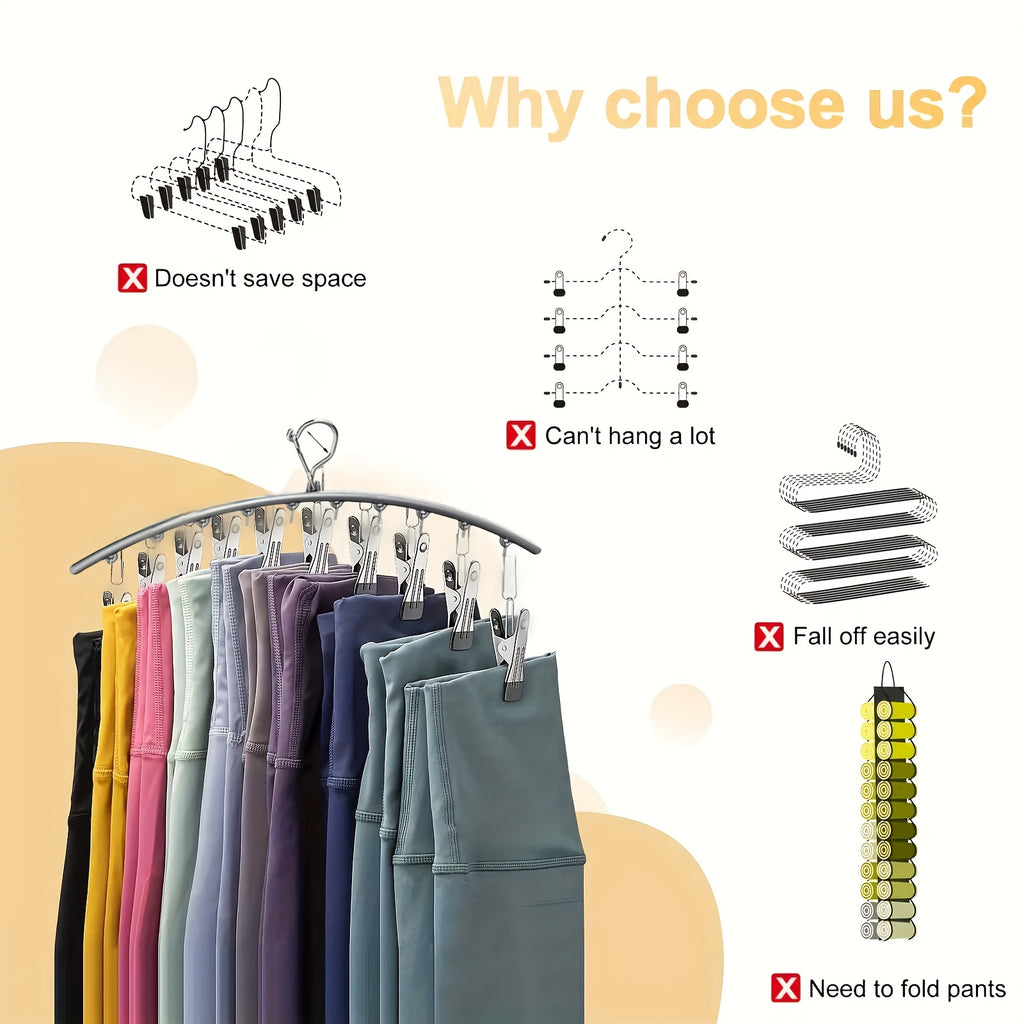 4pcs/2pcs/1pc, Space-saving Curved Hangers, Suitable For Yoga Pants And Leggings - Comes With 10 Closet Organizing Clips, Ideal For Pants And Socks Display In Clothing Stores